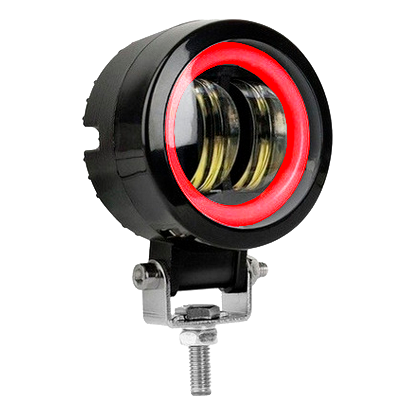 Faro de Led Redondo 2 Lupas 30W Lente Halo Aro Fijo + Estrobo