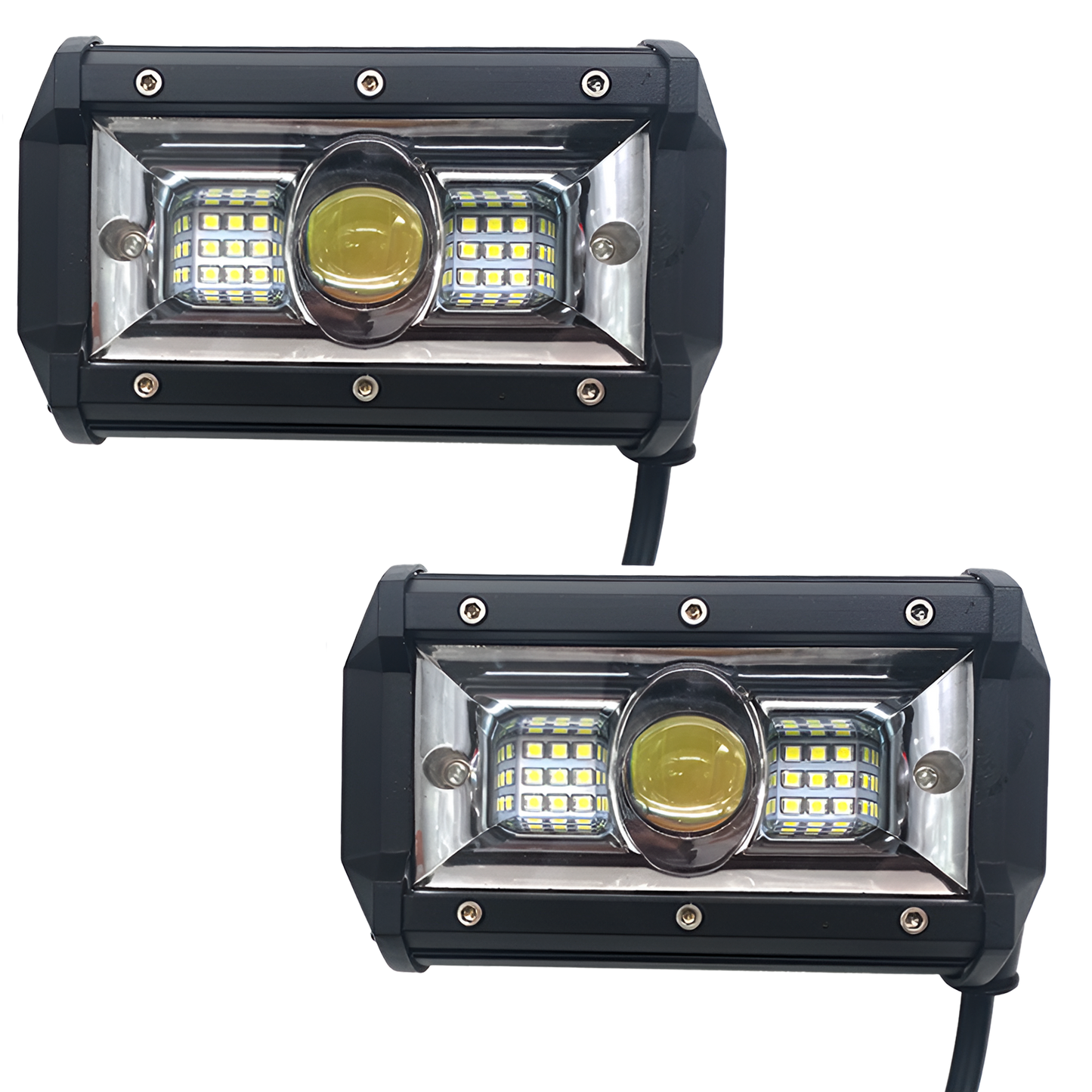 Faro de LED Dually Rectangular 2S 1 Lupa Fijo Blanco /Ámbar 60W 10/30V cc