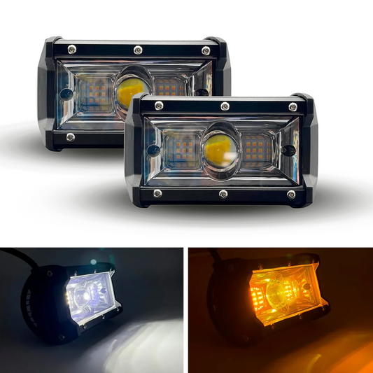 Faro de LED Dually Rectangular 2S 1 Lupa Fijo Blanco /Ámbar 60W 10/30V cc