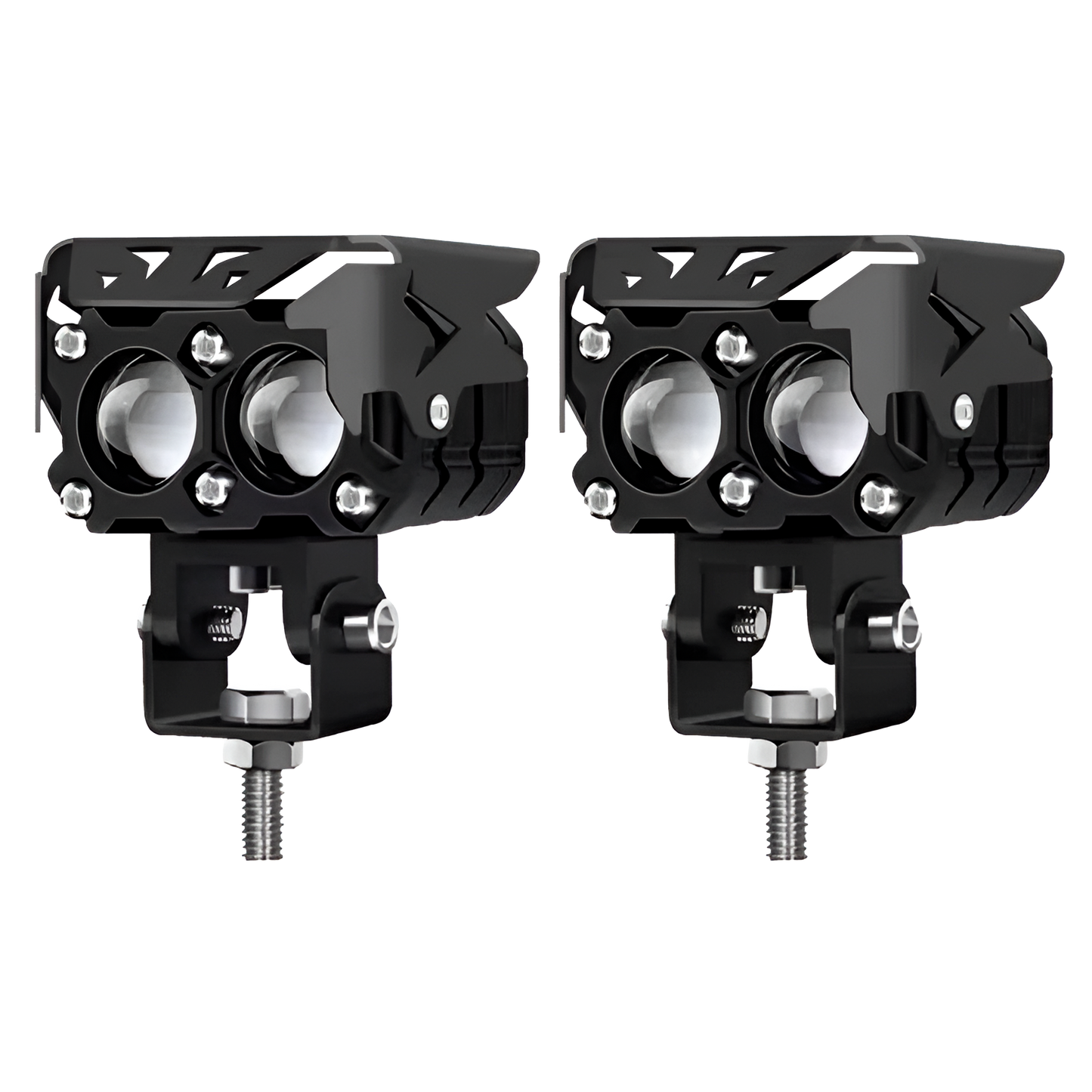 Faro de Led de Moto 2 Lupas Blanco/Ámbar Fijo+Estrobo con Base 20W 10/30V cc