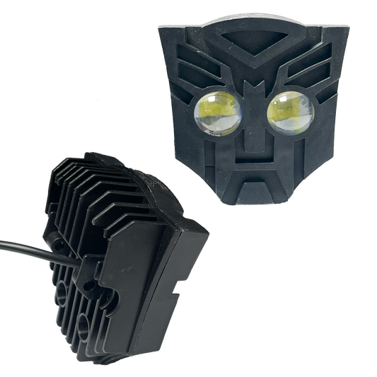 Faro Led Moto Transformer 2 Lupas Fijo+Estrobo Blanco/Ámbar 10/24V cc 20W