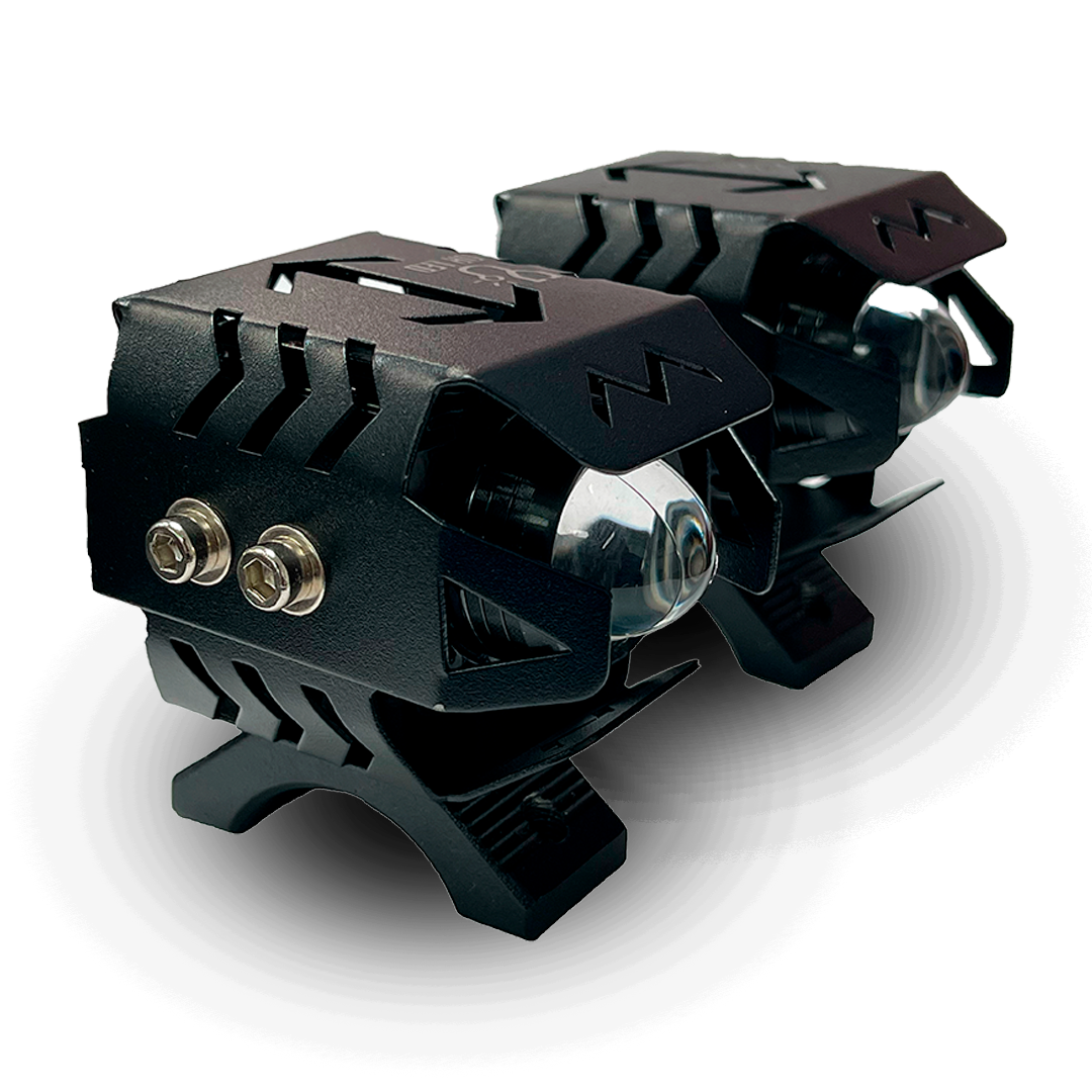 Faro Led para Moto 1 Lupa con Abrazadera y Carcasa Fijo Blanco/Ámbar 12V cc