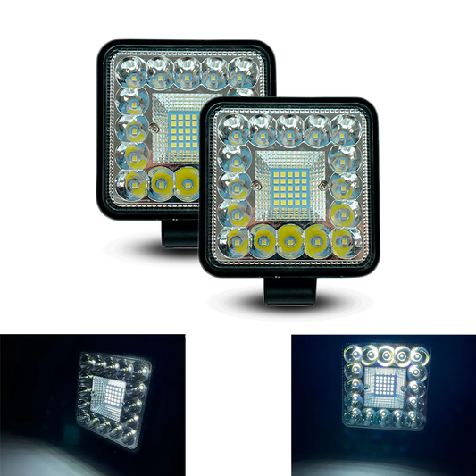 Faro de Led Cuadrado Flor Blanco Fijo/Estrobo 43 LEDS 10/30V cc