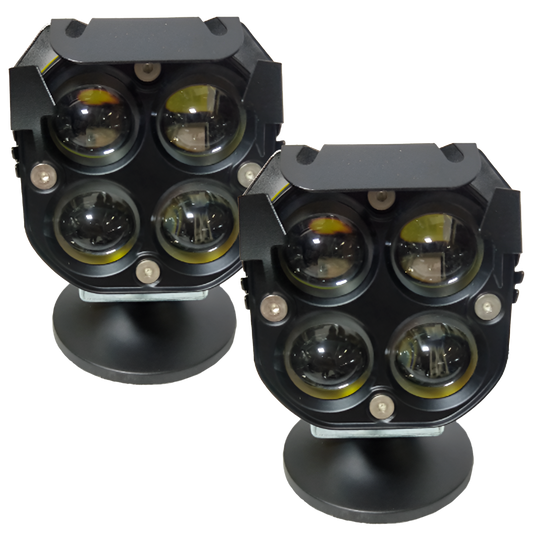 Faro de Led Cuadrado 4 Lupas Fijo+Estrobo Blanco/Ámbar/Azul 40W 10/30V cc