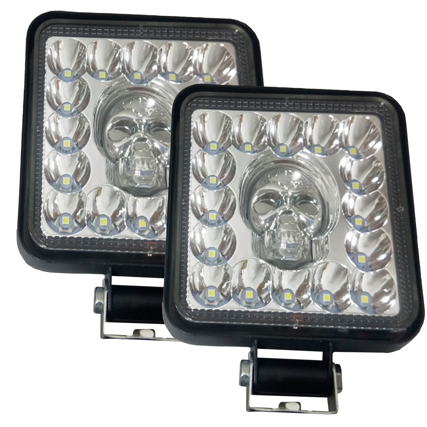 Faro Cuadrado 16 LEDS Blanco Fijo+Estrobo Calavera Multicolor 10/30V cc