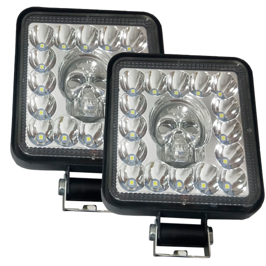 Faro Cuadrado 16 LEDS Blanco Fijo+Estrobo Calavera Multicolor 10/30V cc