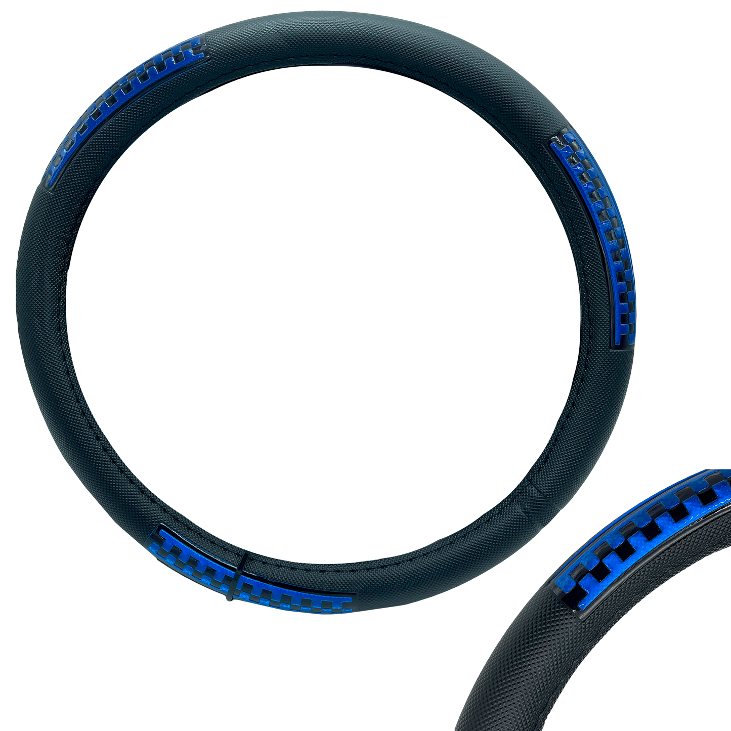 Funda para Volante Nylon Negro Ajedrez Azul