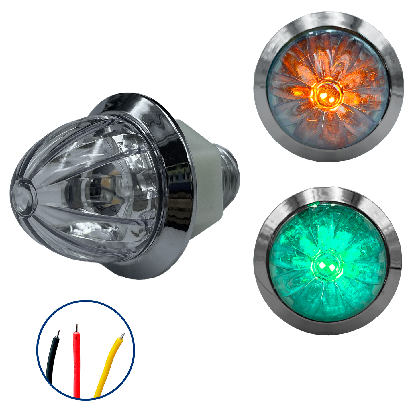 Plafón Led 1" Fijo+Estrobo Dual Color Ámbar (12V cc)