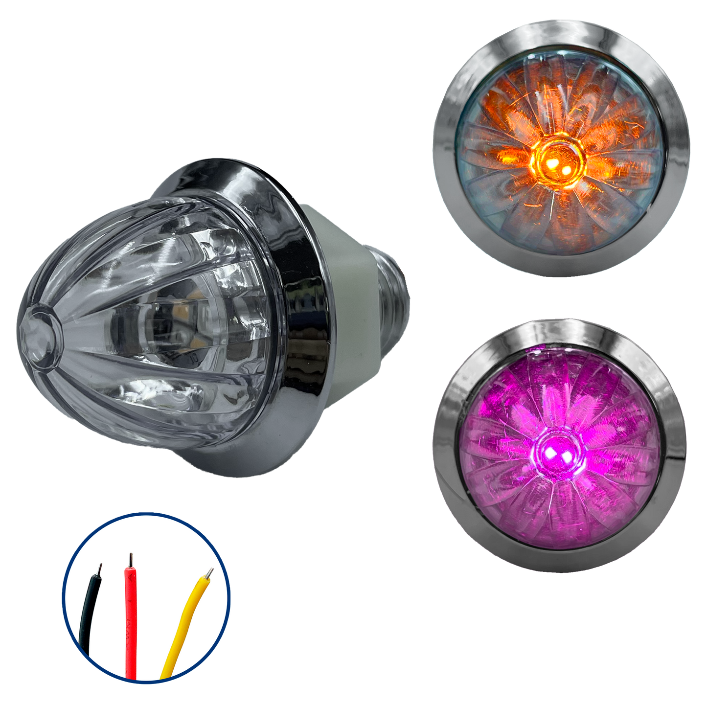 Plafón Led 1" Fijo+Estrobo Dual Color Ámbar (12V cc)