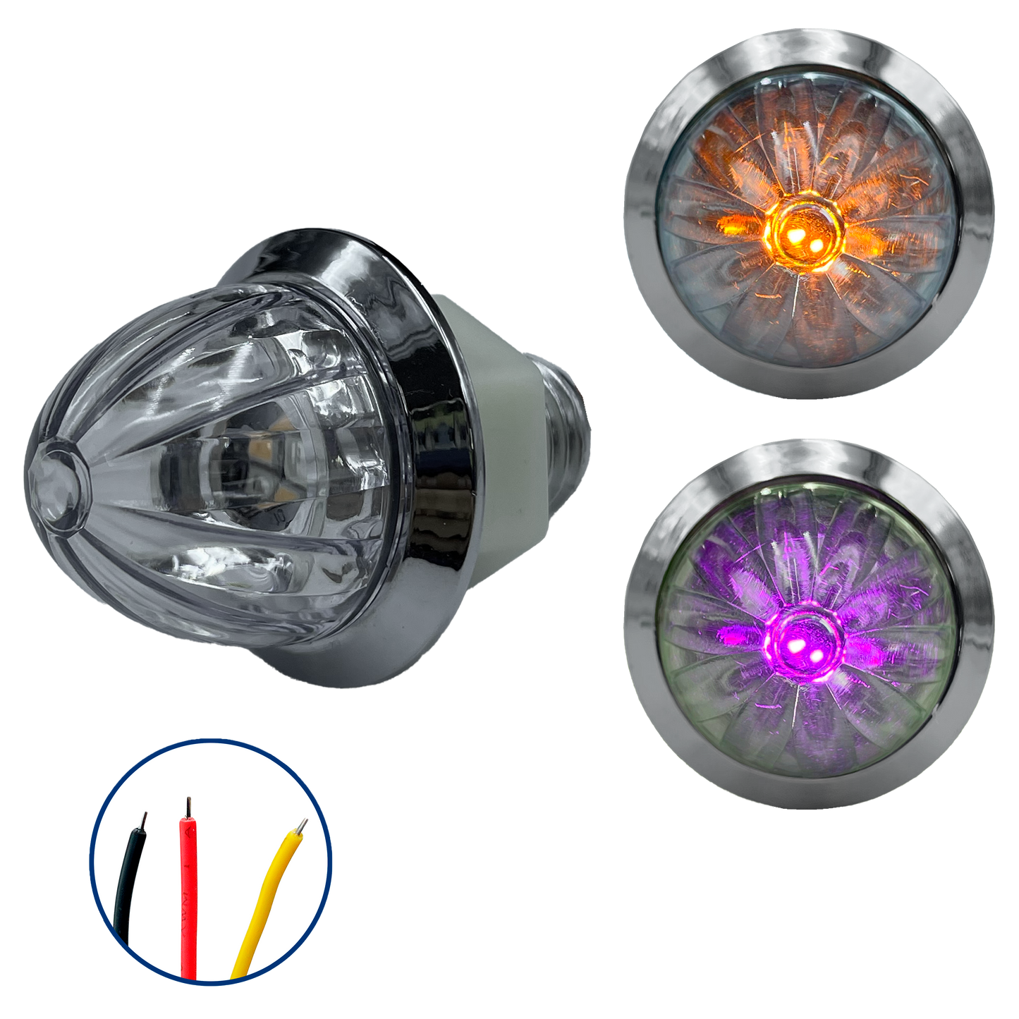 Plafón Led 1" Fijo+Estrobo Dual Color Ámbar (12V cc)