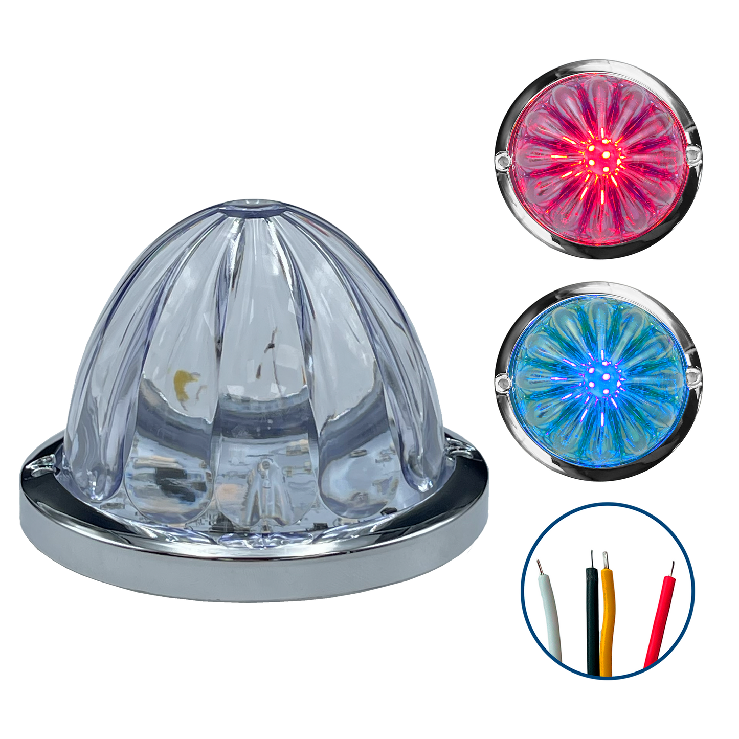 Plafon Led 3" Watermelon Fijo+Estrobo Dual Rojo 12/24V cc