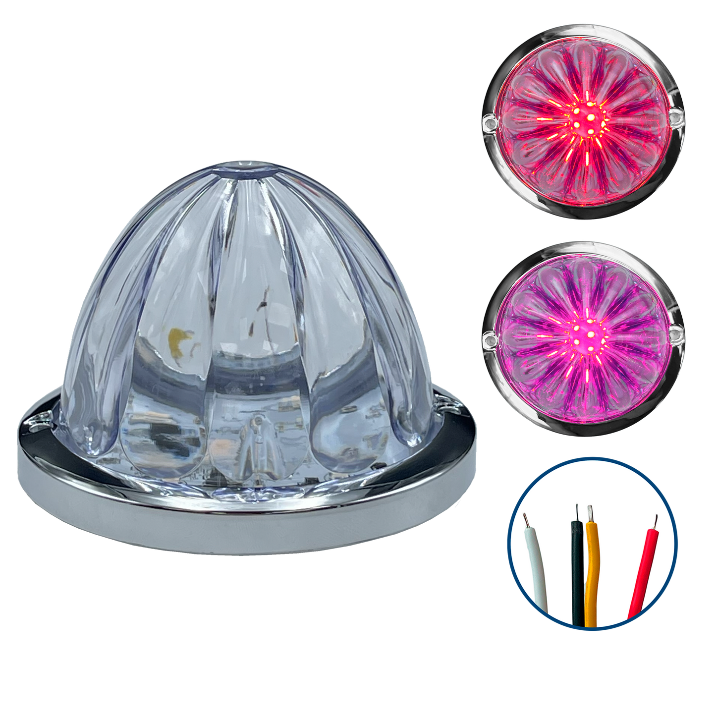 Plafon Led 3" Watermelon Fijo+Estrobo Dual Rojo 12/24V cc