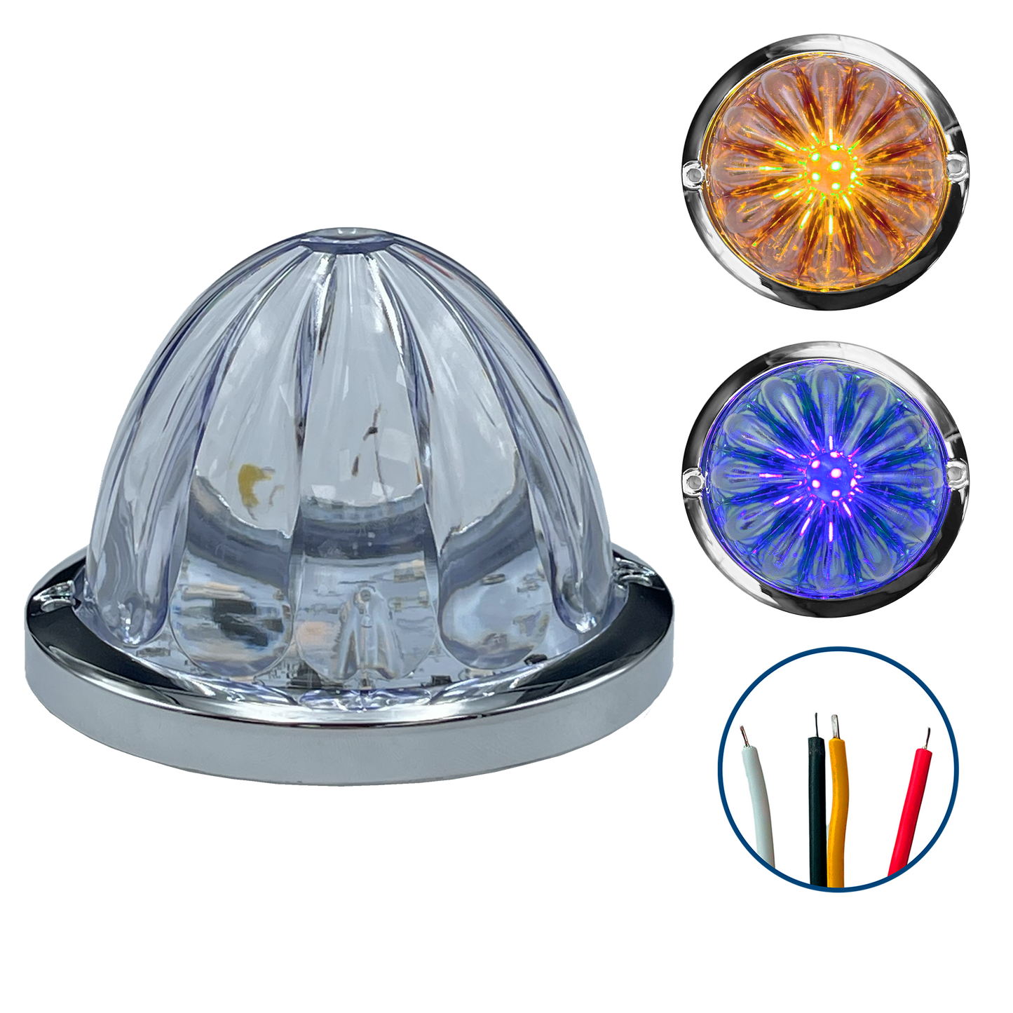 Plafon Led 3" Watermelon Fijo+Estrobo Dual Ámbar 12/24V cc