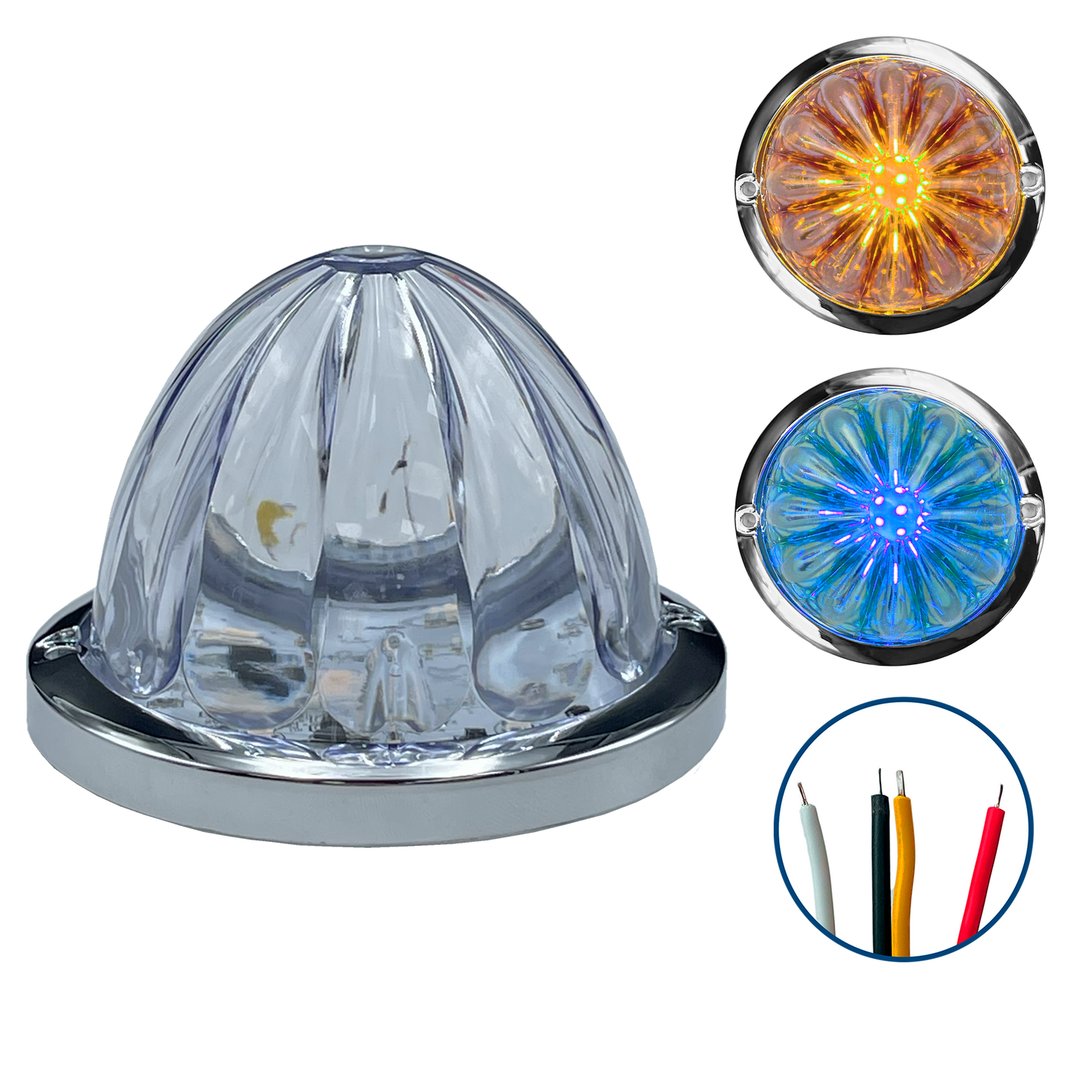 Plafon Led 3" Watermelon Fijo+Estrobo Dual Ámbar 12/24V cc