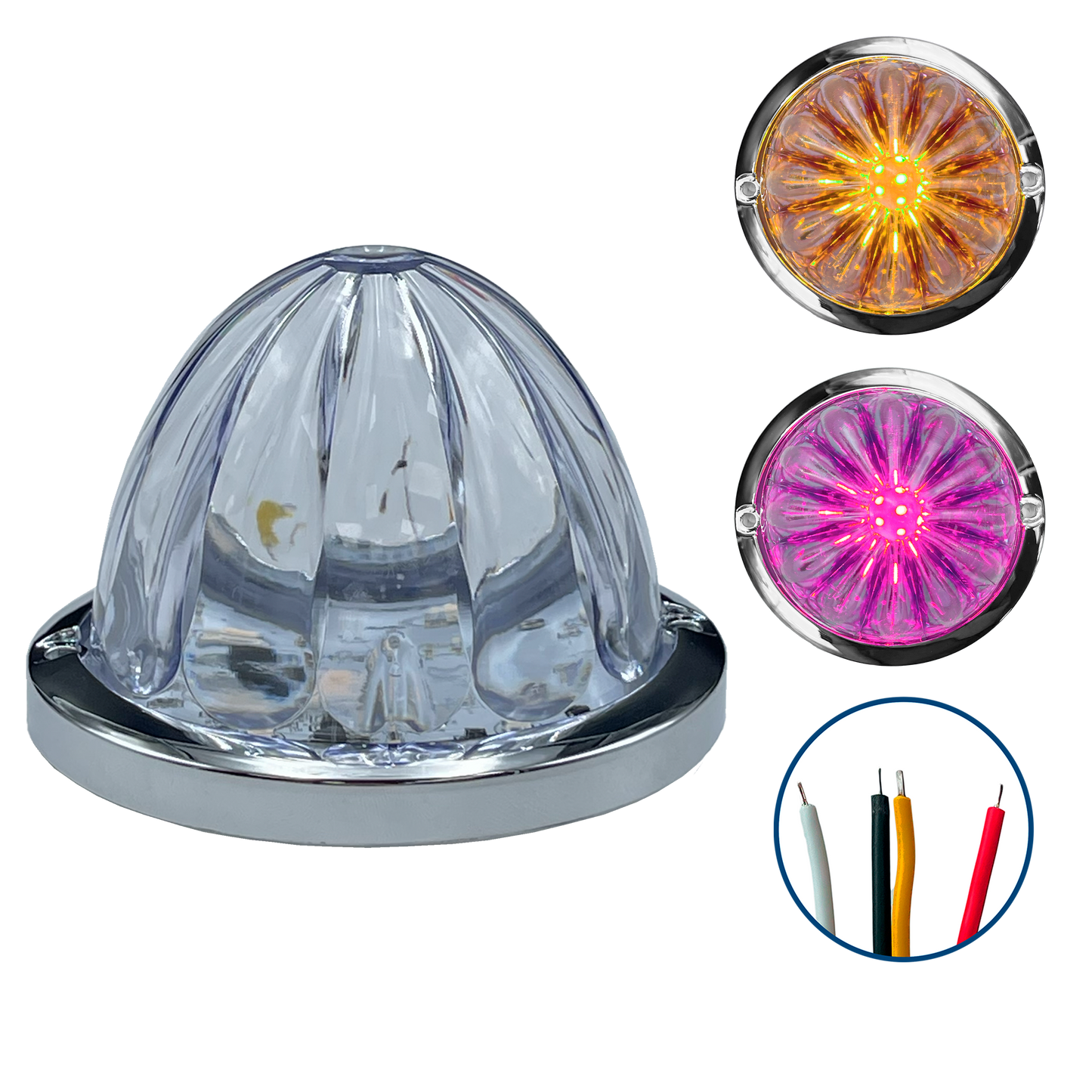 Plafon Led 3" Watermelon Fijo+Estrobo Dual Ámbar 12/24V cc