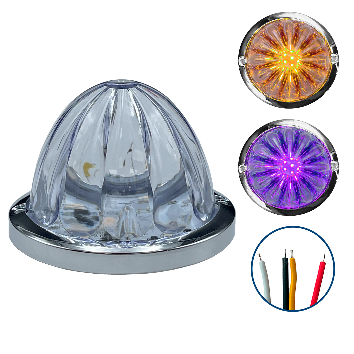 Plafon Led 3" Watermelon Fijo+Estrobo Dual Ámbar 12/24V cc