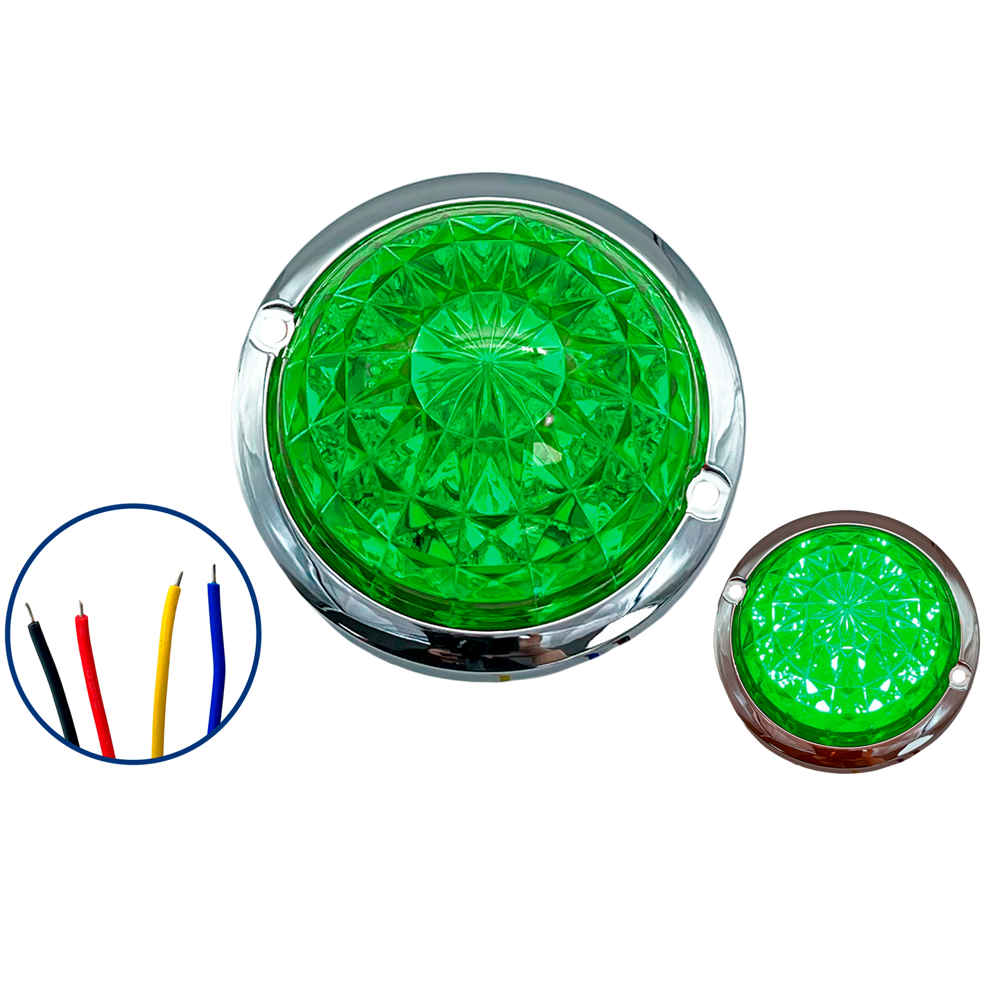 Plafón Led Redondo de 3" Diamante con Brida Cromada 12/24V cc