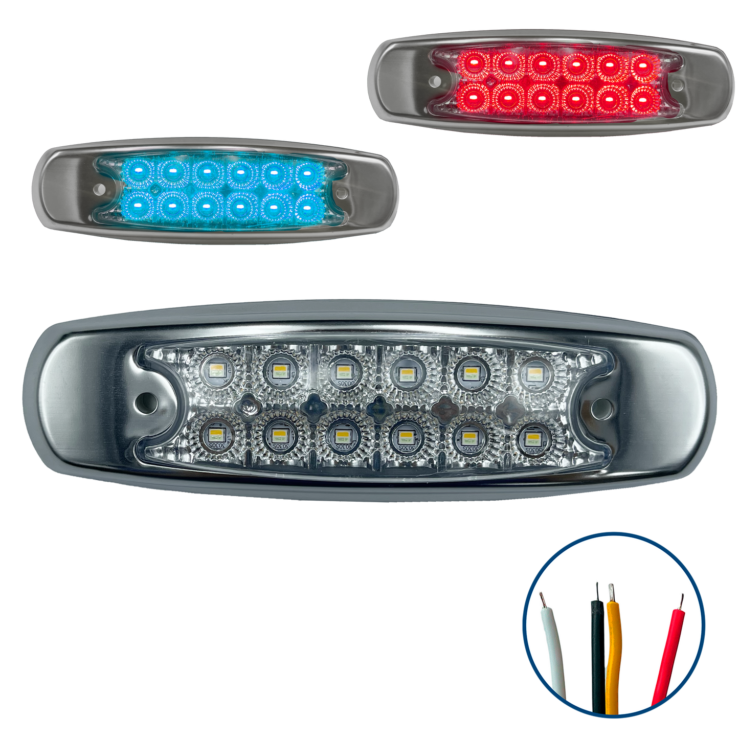 Plafon Led Tipo Peterbilt 12 Leds con Estrobo Dual 12/24V cc Rojo