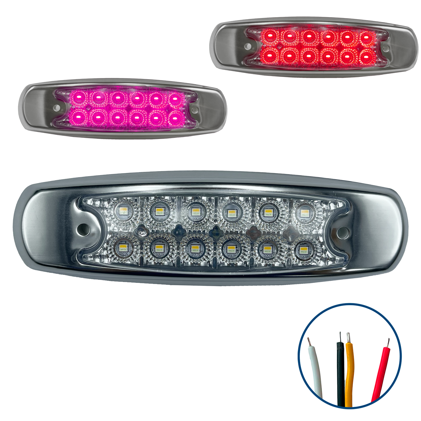Plafon Led Tipo Peterbilt 12 Leds con Estrobo Dual 12/24V cc Rojo
