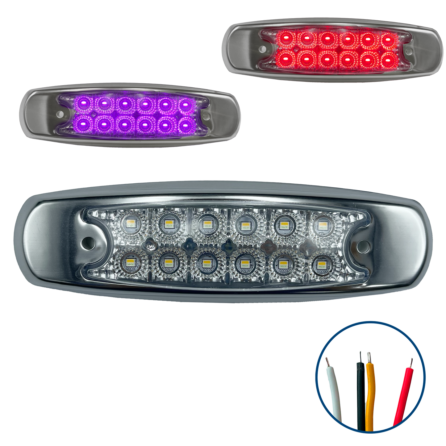 Plafon Led Tipo Peterbilt 12 Leds con Estrobo Dual 12/24V cc Rojo