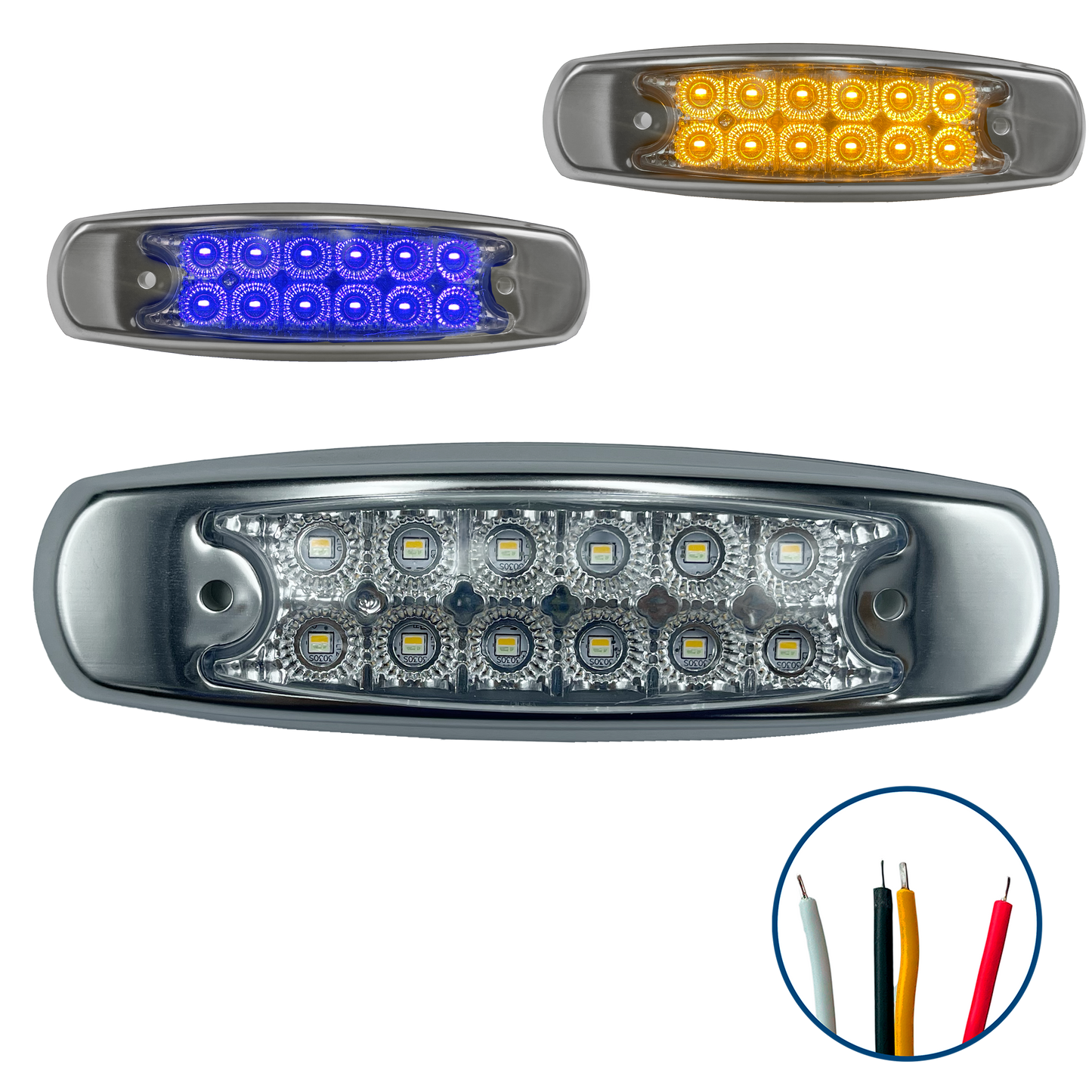 Plafon Led Tipo Peterbilt 12 Leds con Estrobo Dual 12/24V cc Ámbar