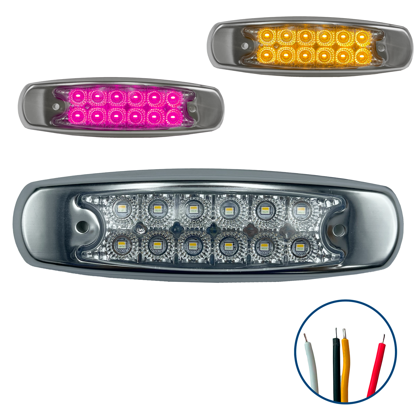 Plafon Led Tipo Peterbilt 12 Leds con Estrobo Dual 12/24V cc Ámbar