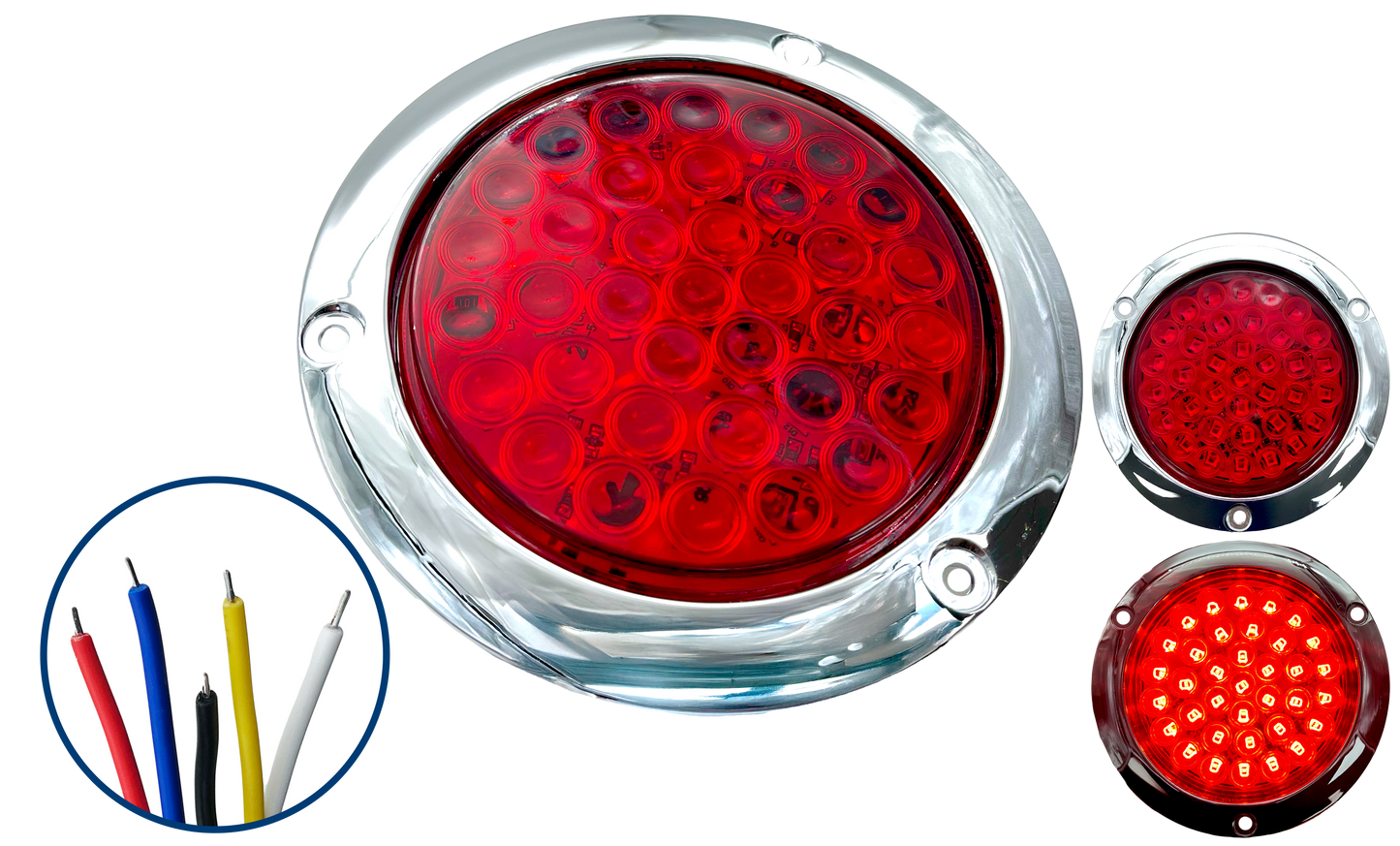 Plafón Led Redondo de 4" con 30 Leds Rojo Fijo 12/24 V cc