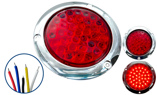 Plafón Led Redondo de 4" con 30 Leds Rojo Fijo 12/24 V cc