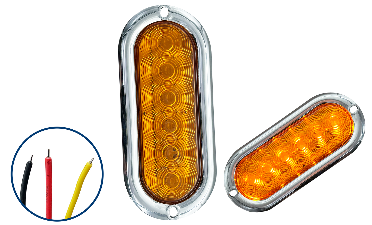 Plafón Led Ovalado Ámbar Brida Cromada 12/24 V cc