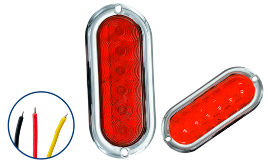 Plafón Led Ovalado Rojo Brida Cromada 12/24 V cc