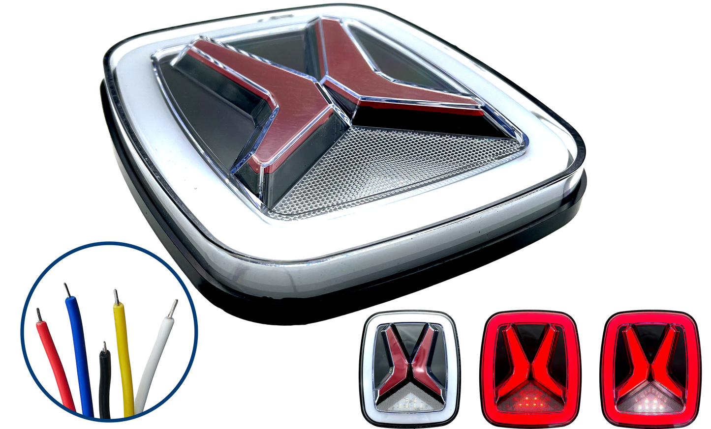 Calavera de Jeep Led Humo Gel (Rojo/Blanco)