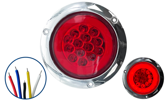 Plafon Led Redondo Rojo de 4" con Brida Cromada con Aro 4 Funciones