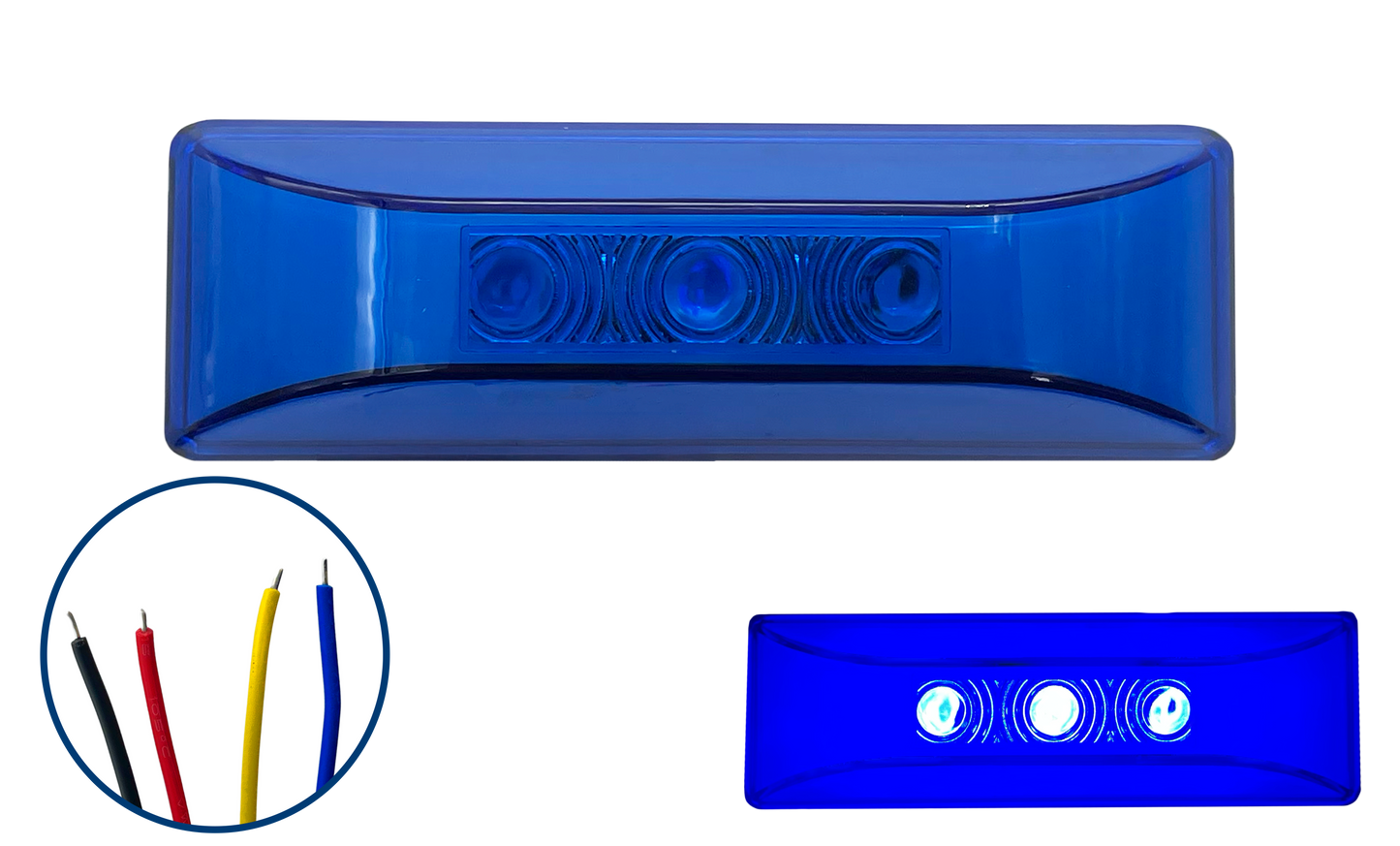 Plafon de Led Gel Lateral Kenworth con Estrobo en Color Azul