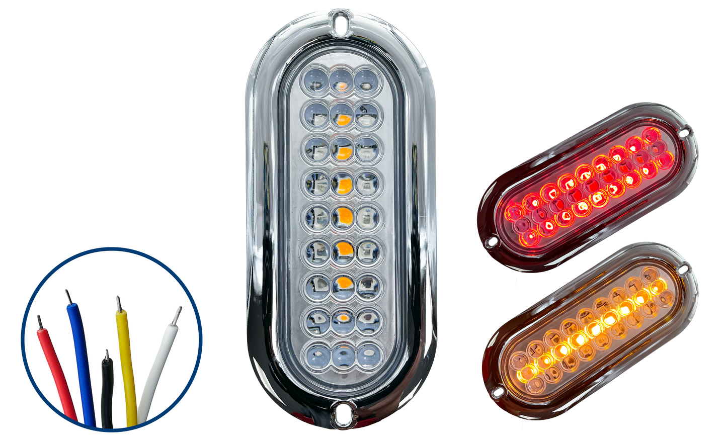 Plafón Led Ovalado Rojo/Ámbar 12/24 V cc