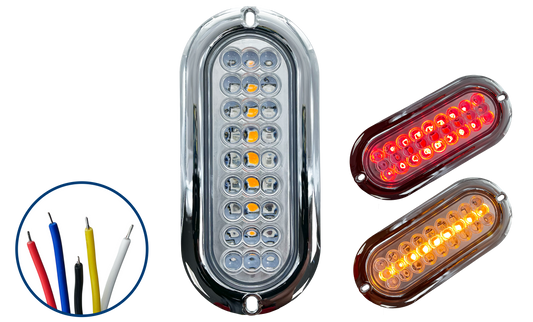 Plafón Led Ovalado Rojo/Ámbar 12/24 V cc