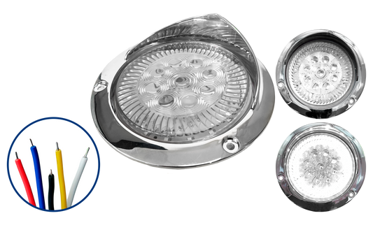 Plafón Led 4" Brida Cromada con Aro 4 Funciones con Visera