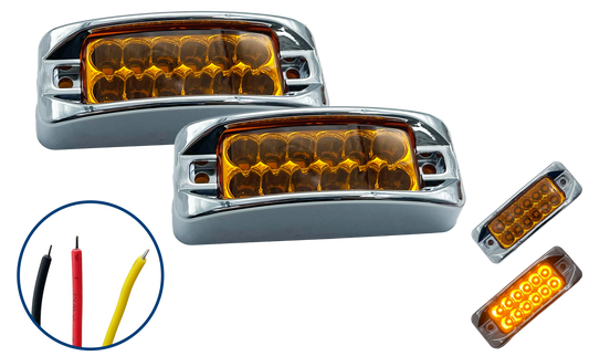 Plafon Led Rectangular de 12 Leds Color Ambar Chico 12/24 V cc