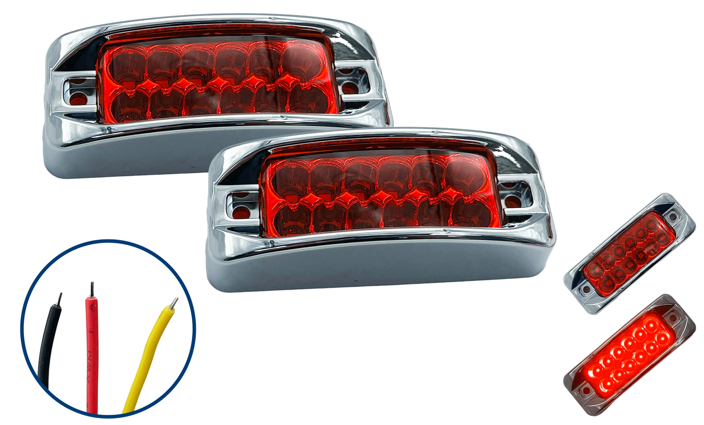 Plafon Led Rectangular de 12 Leds Color Rojo Chico 12/24 V cc