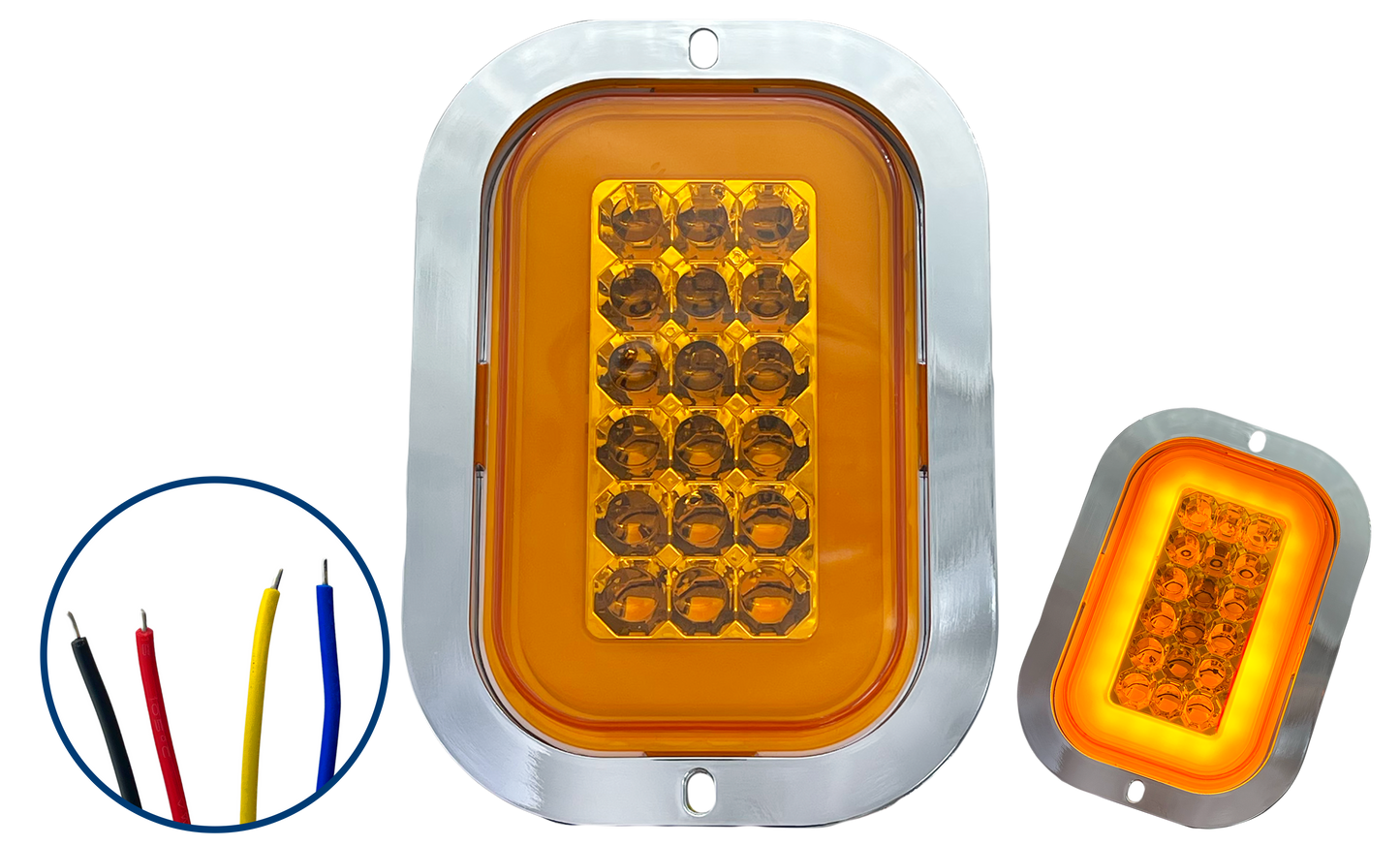 Plafón Rectangular con Brida Cromada con Aro 4 Funciones 12/24V cc