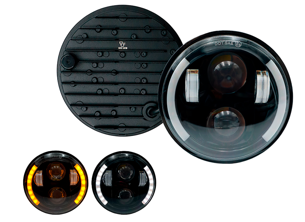 Unidad Redonda Led 4000 2 Lupas Principales Semi Aro Cob Lateral Alta/Baja