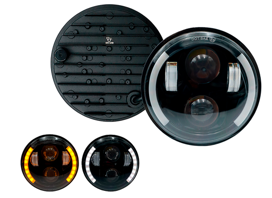 Unidad Redonda Led 4000 2 Lupas Principales Semi Aro Cob Lateral Alta/Baja