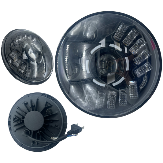 Unidad Redonda Led 6024 con Lupas Alta/Baja Blanco/Ámbar 9/36V cc