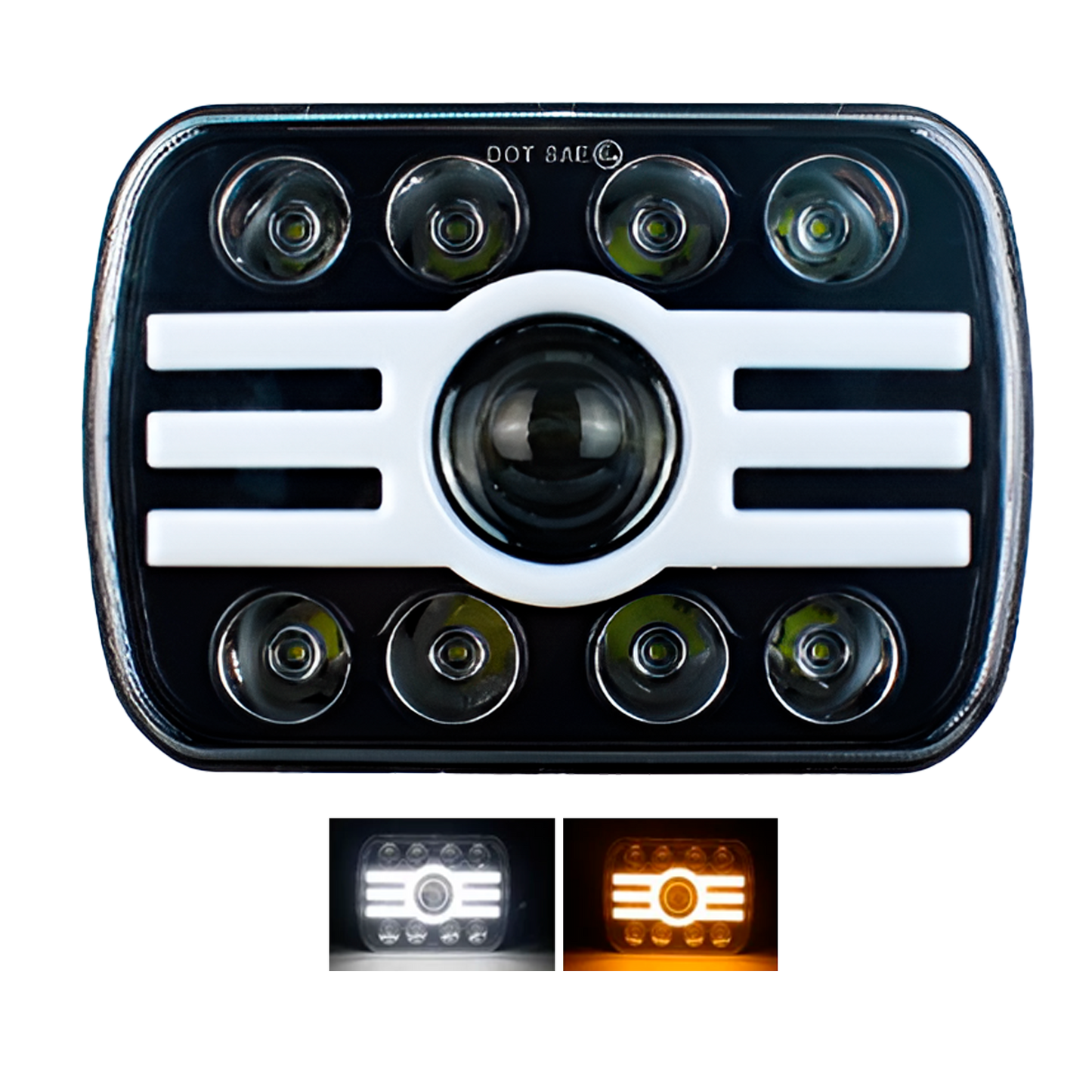 Unidad Cuadrada 6054 1 Lupa 8 LEDS Blanco/Ámbar 10/30V cc