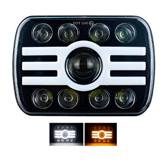 Unidad Cuadrada 6054 1 Lupa 8 LEDS Blanco/Ámbar 10/30V cc