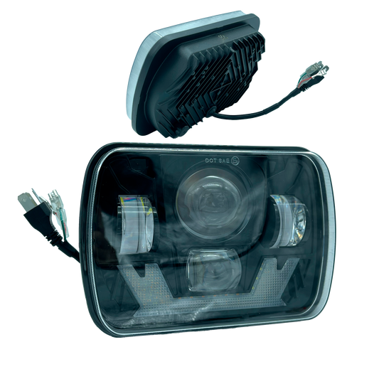 Unidad Cuadrada Led 6054 Lente Halo 4 Lupas Alta+Baja Blanco/Ámbar 9/36V cc