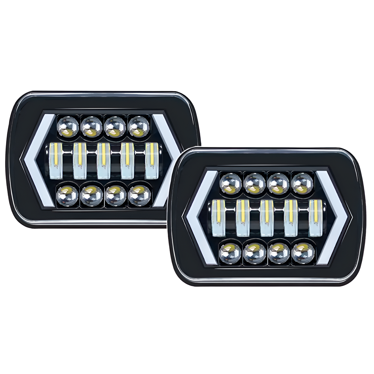 Unidad Cuadrada Led 6054 Lente Halo Flechas Laterales Blanco/Ámbar