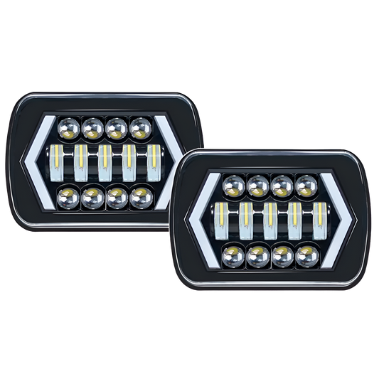 Unidad Cuadrada Led 6054 Lente Halo Flechas Laterales Blanco/Ámbar