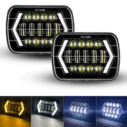 Unidad Cuadrada Led 6054 Lente Halo Flechas Laterales Blanco/Ámbar