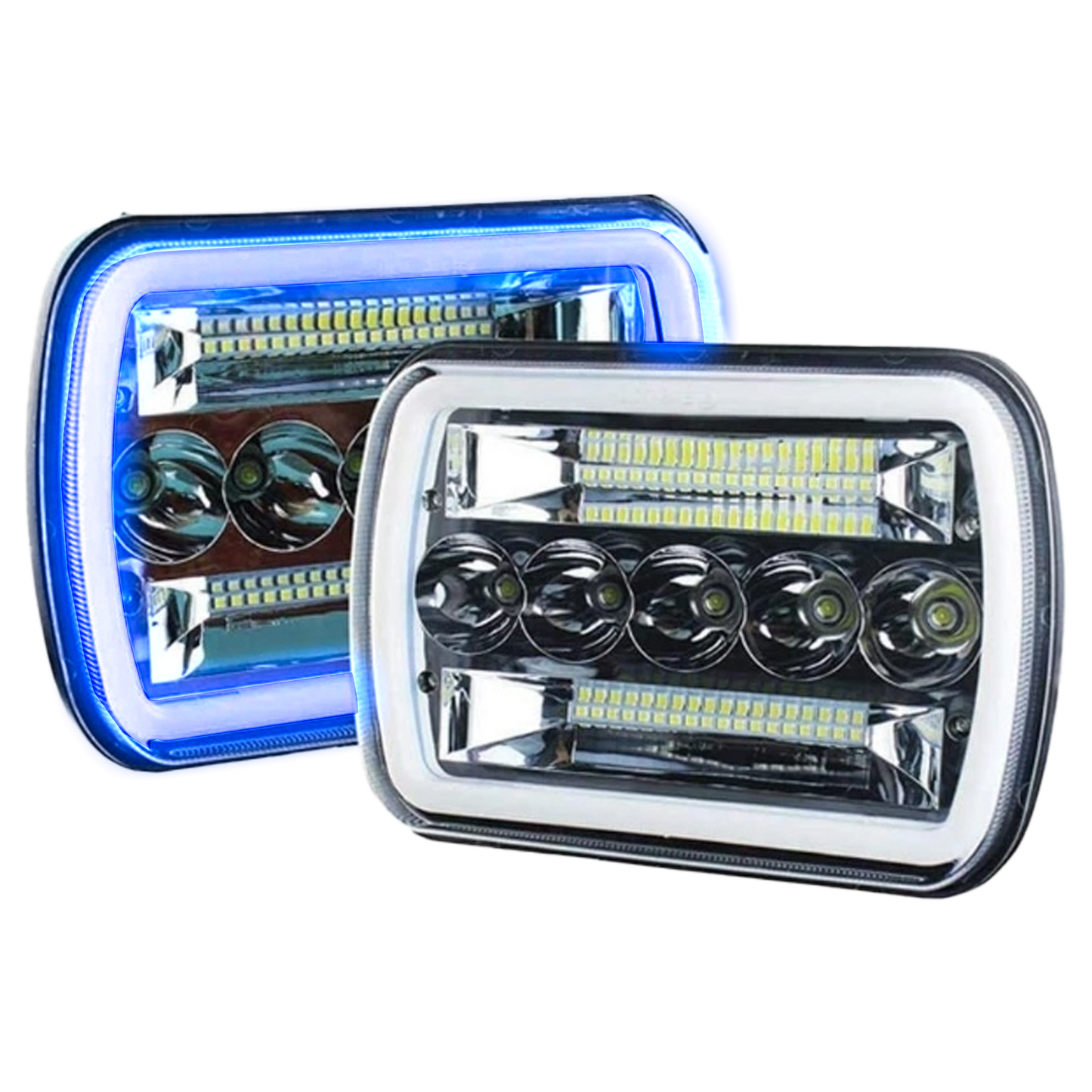 Unidad Cuadrada Led 6054 "Mirror" 45 LED Alta/Baja con Aro 12V cc
