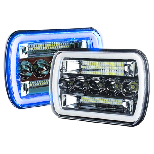 Unidad Cuadrada Led 6054 "Mirror" 45 LED Alta/Baja con Aro 12V cc